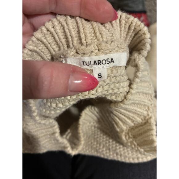 Tularosa Revolve Cream Chunky Knit Cold Shoulder Cotton Sweater Size Sm Preppy - Picture 7 of 7